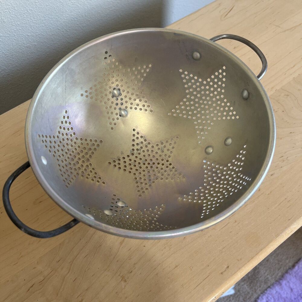 Vintage 1950s Mirro Aluminum Strainer Colander Star Design 9" Food Sieve